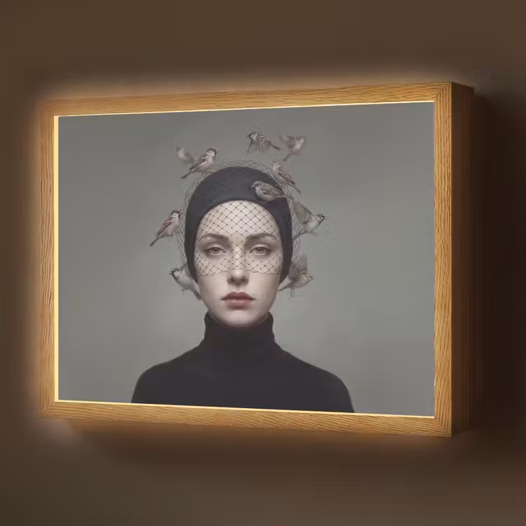 Lightbox - Wandlamp - Portret - Vogels - Zwart — 1