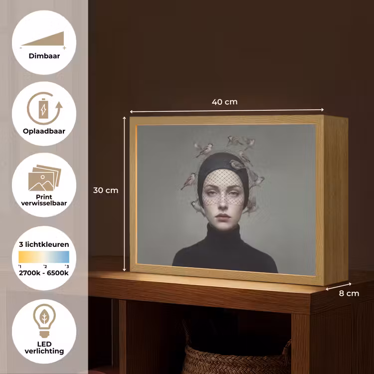 Lightbox - Wandlamp - Portret - Vogels - Zwart — 10