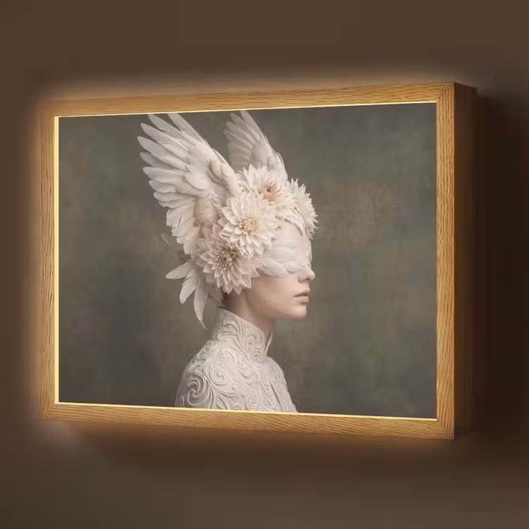 Lightbox - Wandlamp - Vleugels - Vrouw - Wit — 1