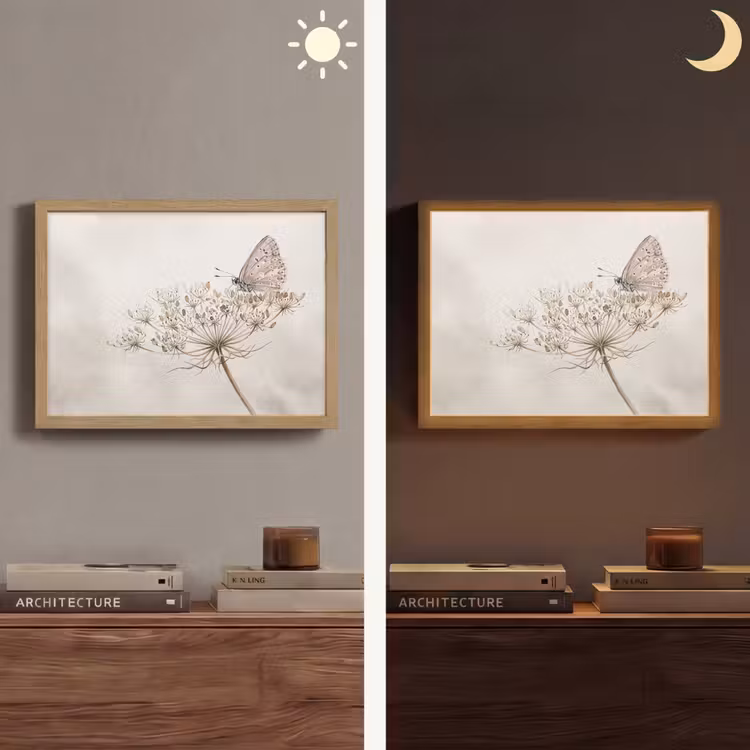 Lightbox - Wandlamp - Vlinder - Bloem -Natuur - Beige — 6