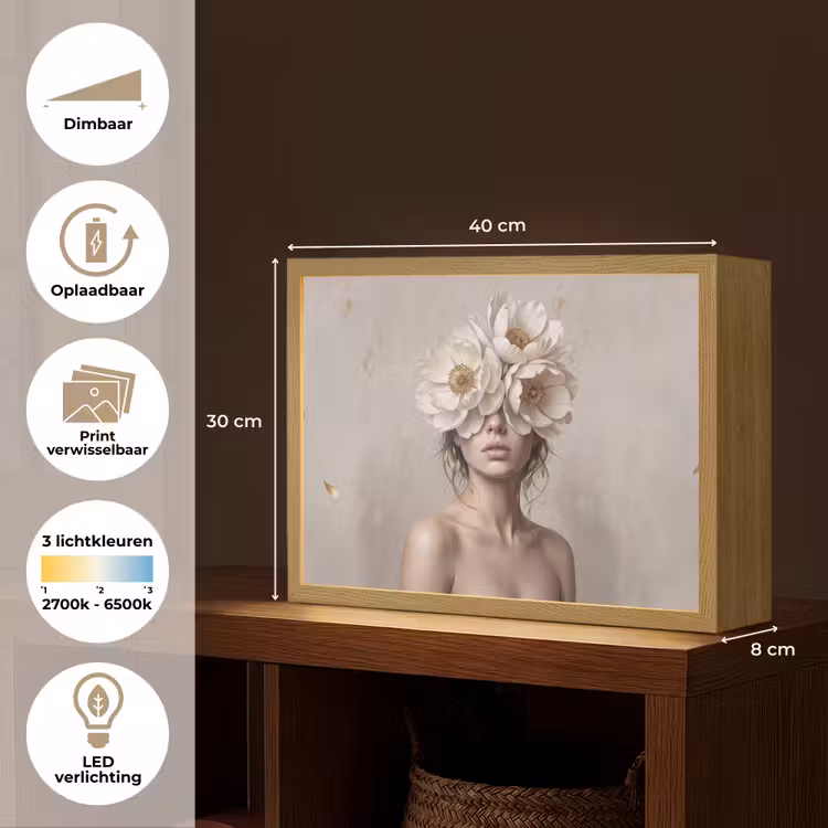 Lightbox - Wandlamp - Vrouw - Pioenroos - Wit — 10