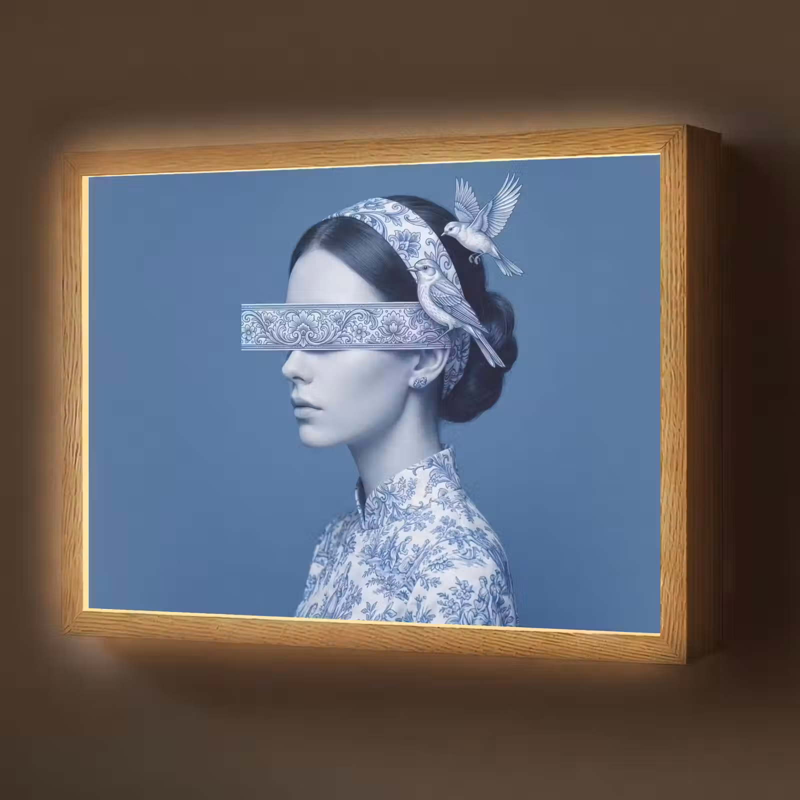 Lightbox - Wandlamp - Portret - Klassiek - Wit - Blauw — 1