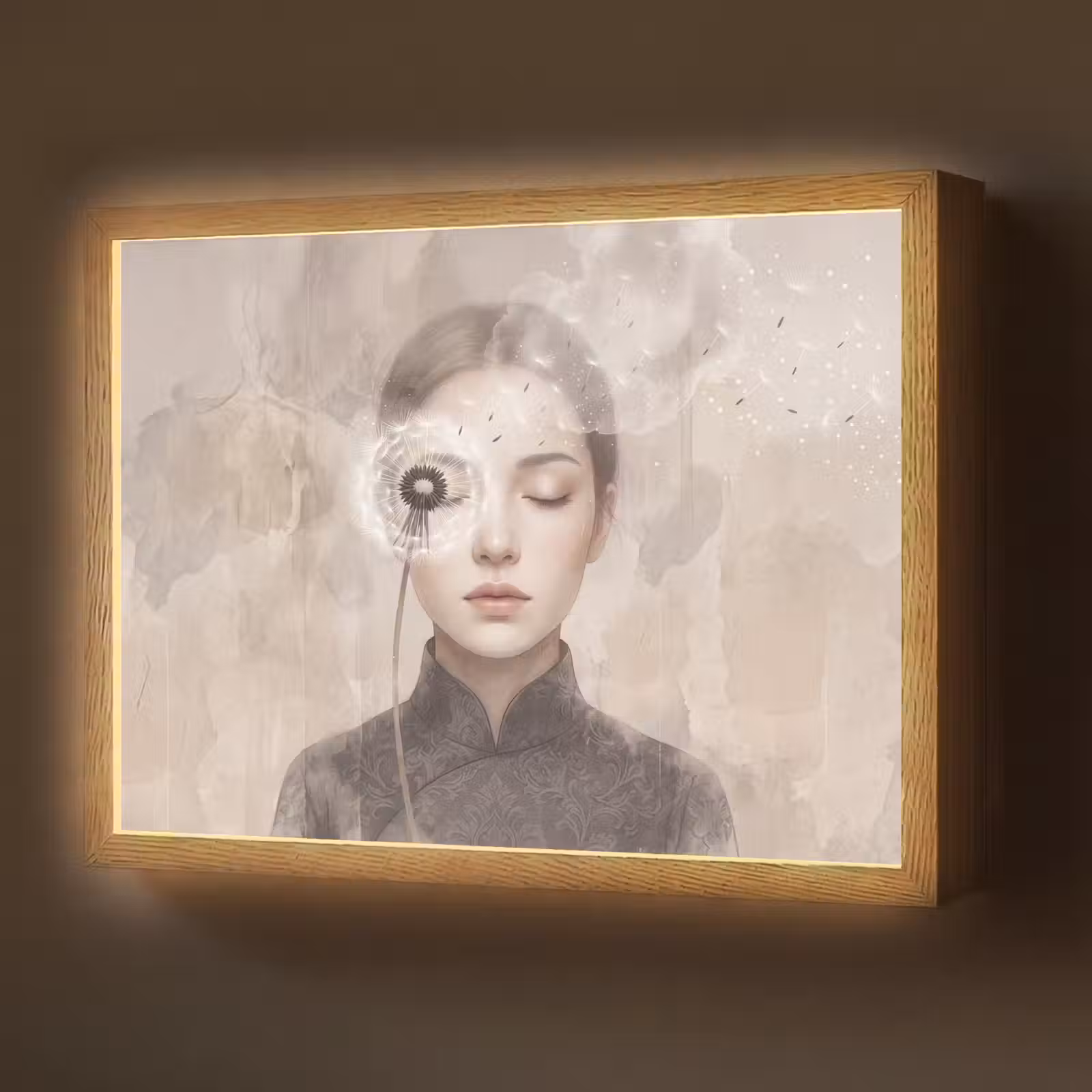 Lightbox - Wandlamp - Vrouw - Sereen - Grijs — 1