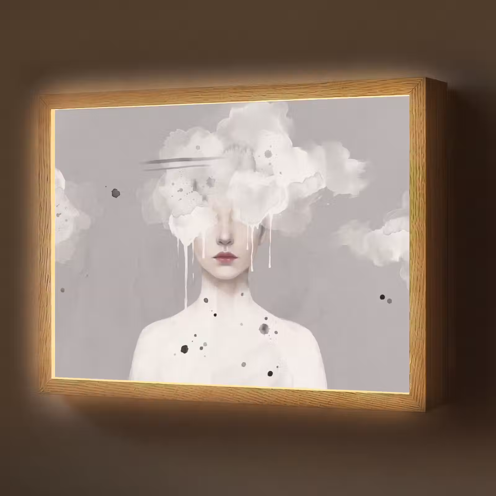Lightbox - Wandlamp - Vrouw - Wolk - Grijs — 1