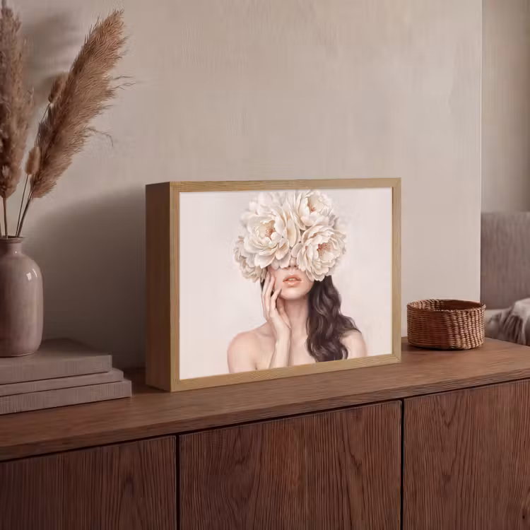 Lightbox - Wandlamp - Gezicht - Pioenrozen - Crème — 4