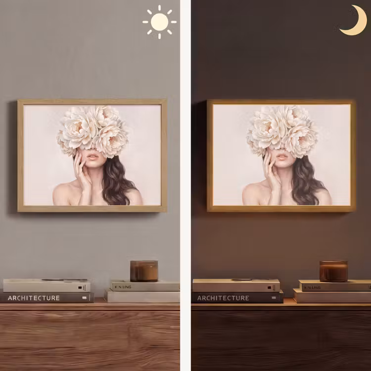 Lightbox - Wandlamp - Gezicht - Pioenrozen - Crème — 6