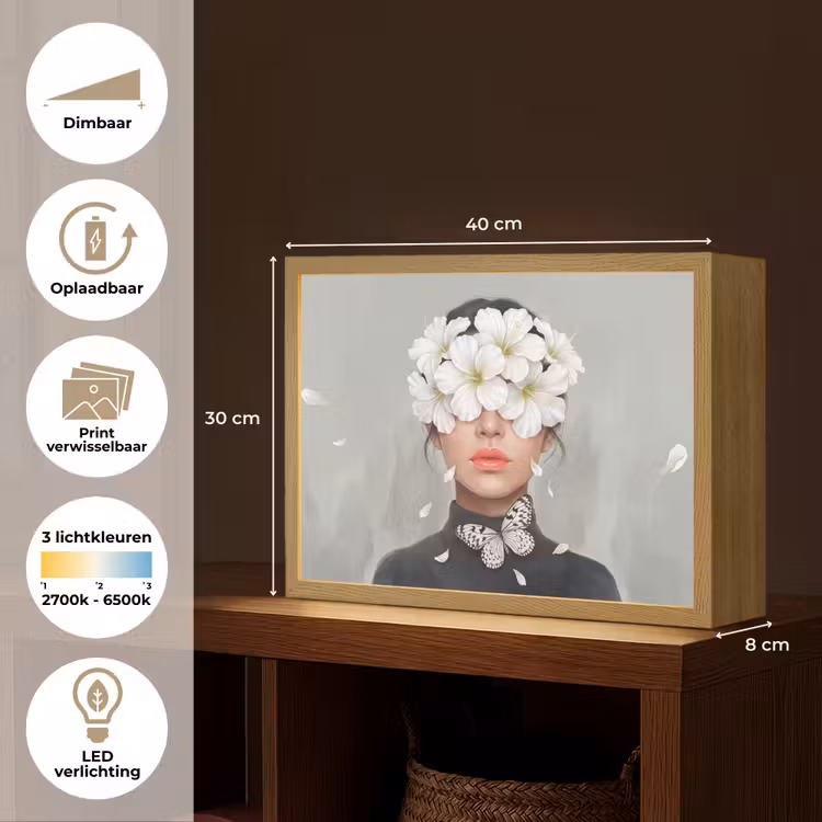 Lightbox - Wandlamp - Lelies - Portret - Wit — 10