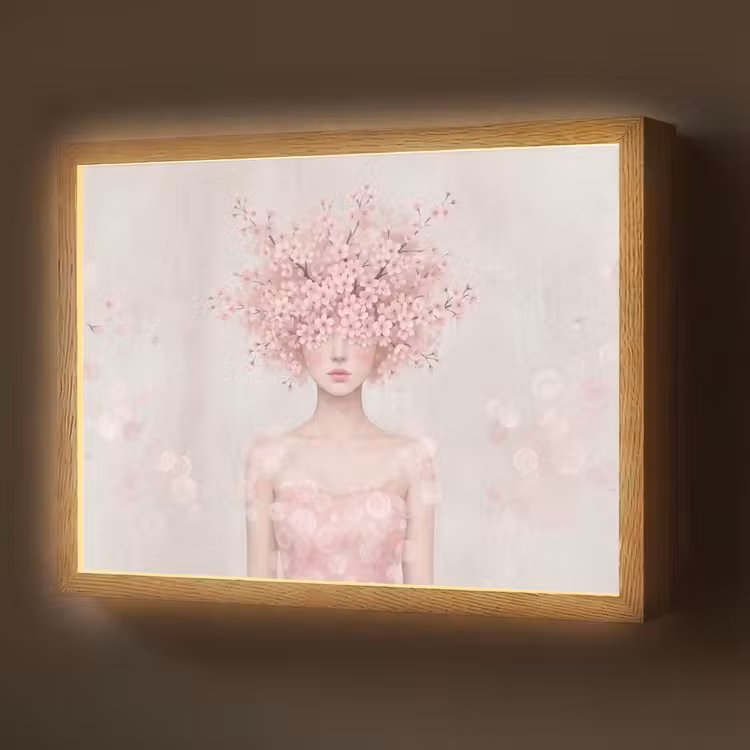 Lightbox - Wandlamp - Portret - Kersenbloesem - Roze — 1