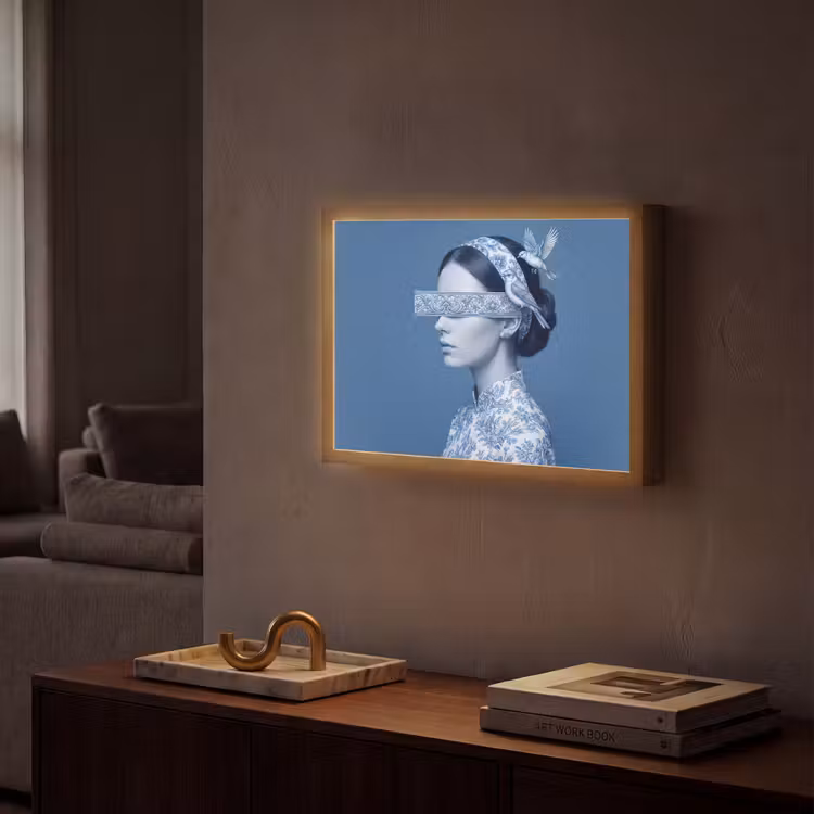 Lightbox - Wandlamp - Portret - Klassiek - Wit - Blauw — 2