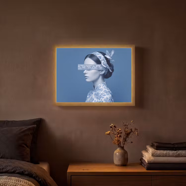 Lightbox - Wandlamp - Portret - Klassiek - Wit - Blauw — 3