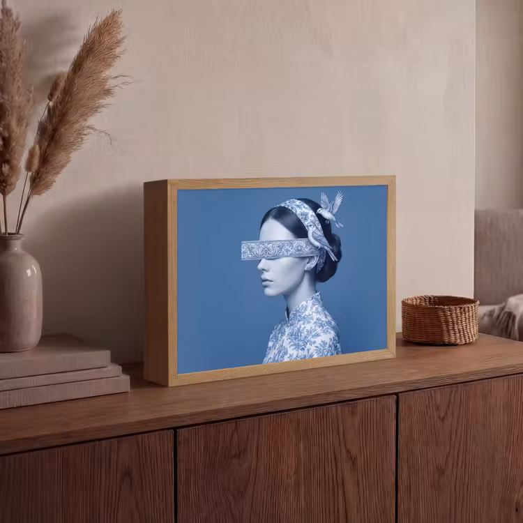 Lightbox - Wandlamp - Portret - Klassiek - Wit - Blauw — 4