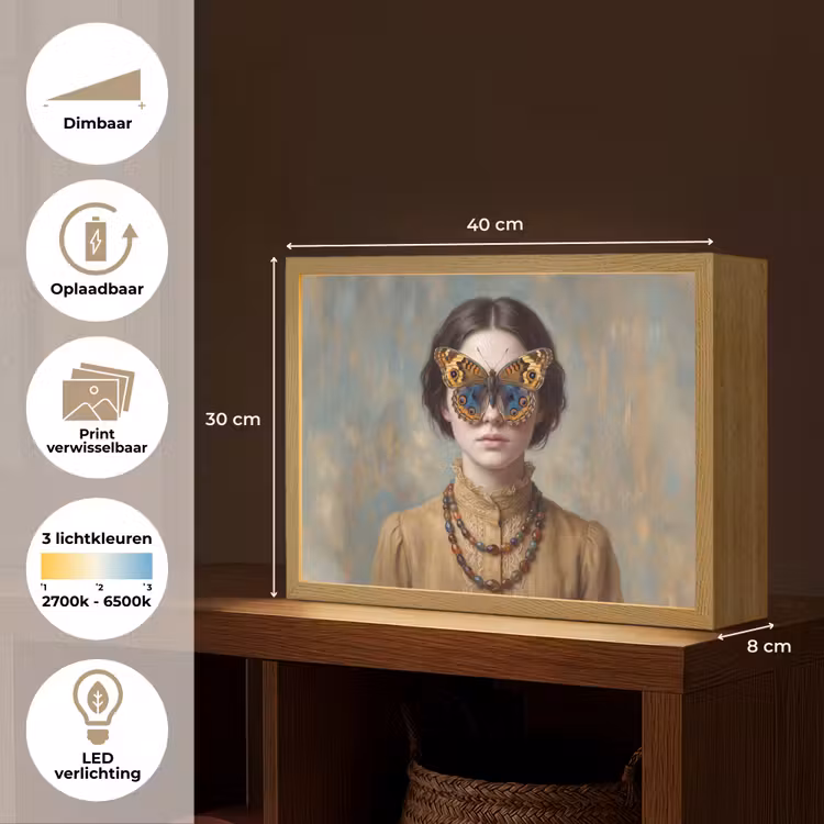 Lightbox - Wandlamp - Portret - Vlinder - Kleurrijk — 10