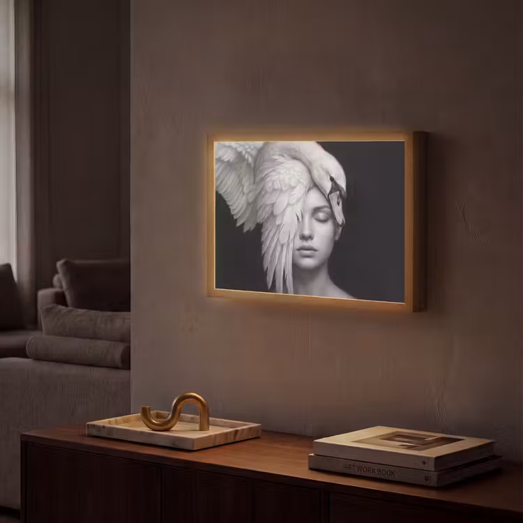 Lightbox - Wandlamp - Portret - Zwaan - Zwart - Wit — 2