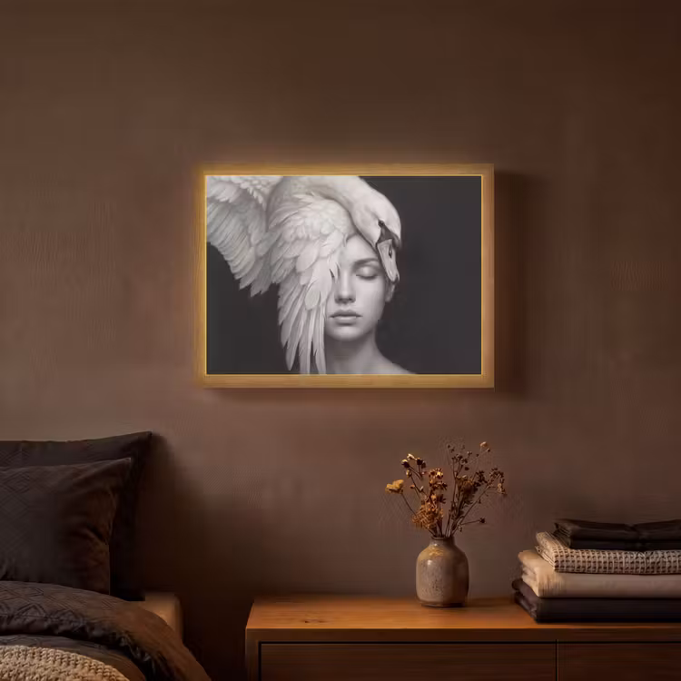Lightbox - Wandlamp - Portret - Zwaan - Zwart - Wit — 3