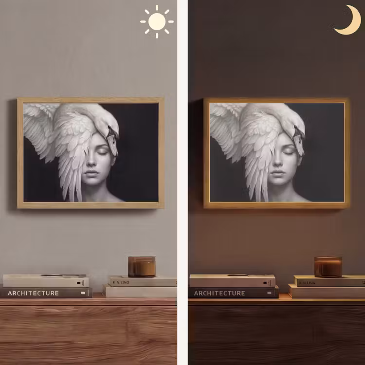 Lightbox - Wandlamp - Portret - Zwaan - Zwart - Wit — 6