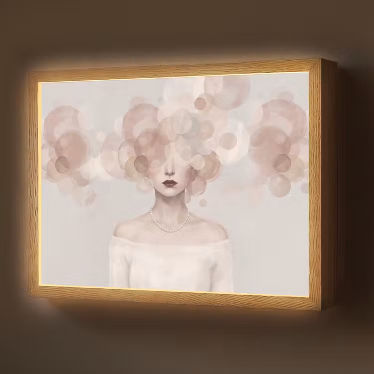 Lightbox - Wandlamp - Vrouw - Cirkels - Beige — 1