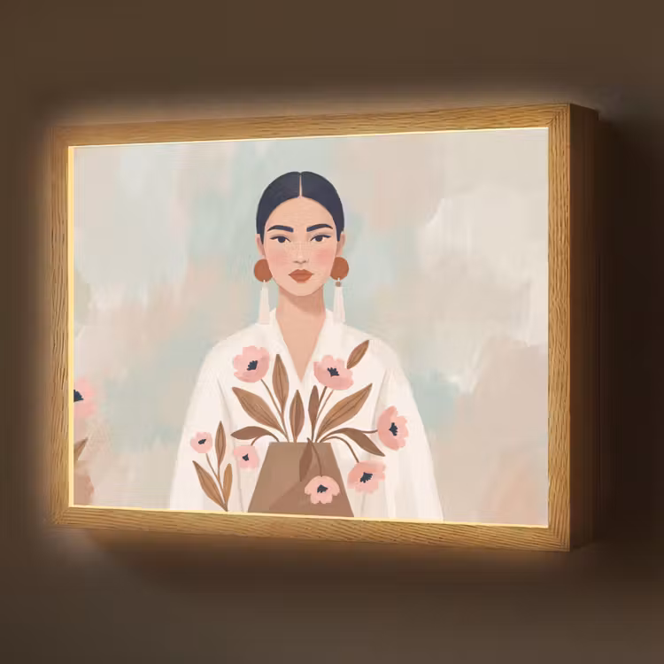 Lightbox - Wandlamp - Vrouw - Kimono - Pastel — 1
