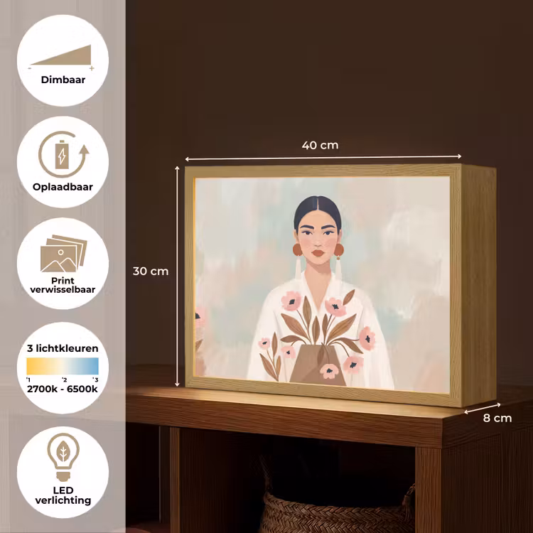 Lightbox - Wandlamp - Vrouw - Kimono - Pastel — 10