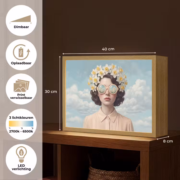 Lightbox - Wandlamp - Vrouw - Narcissen - Geel — 10