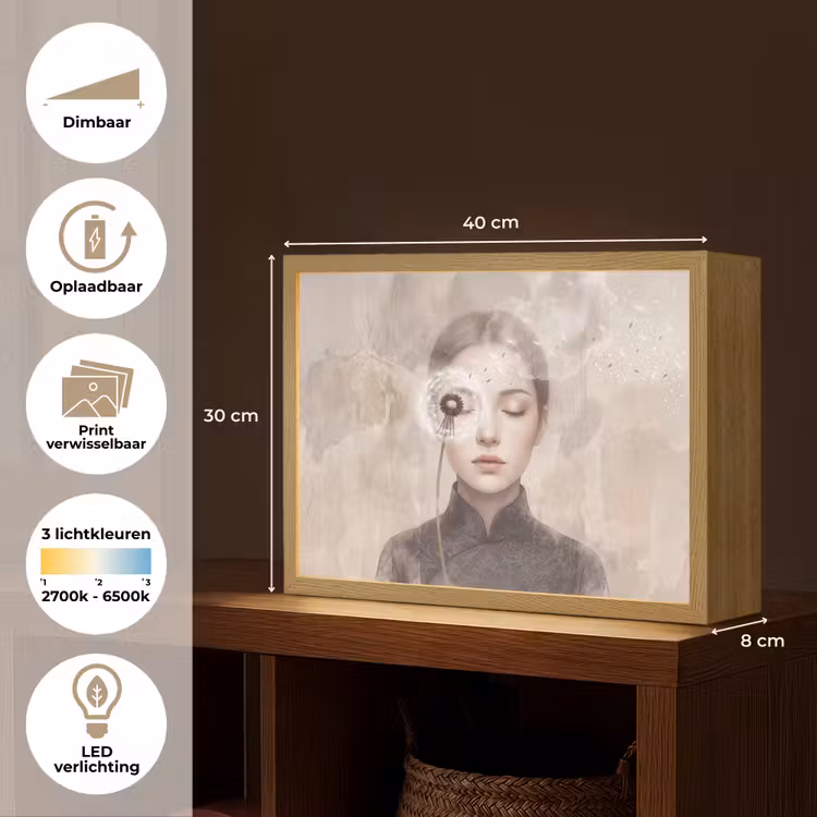 Lightbox - Wandlamp - Vrouw - Sereen - Grijs — 10