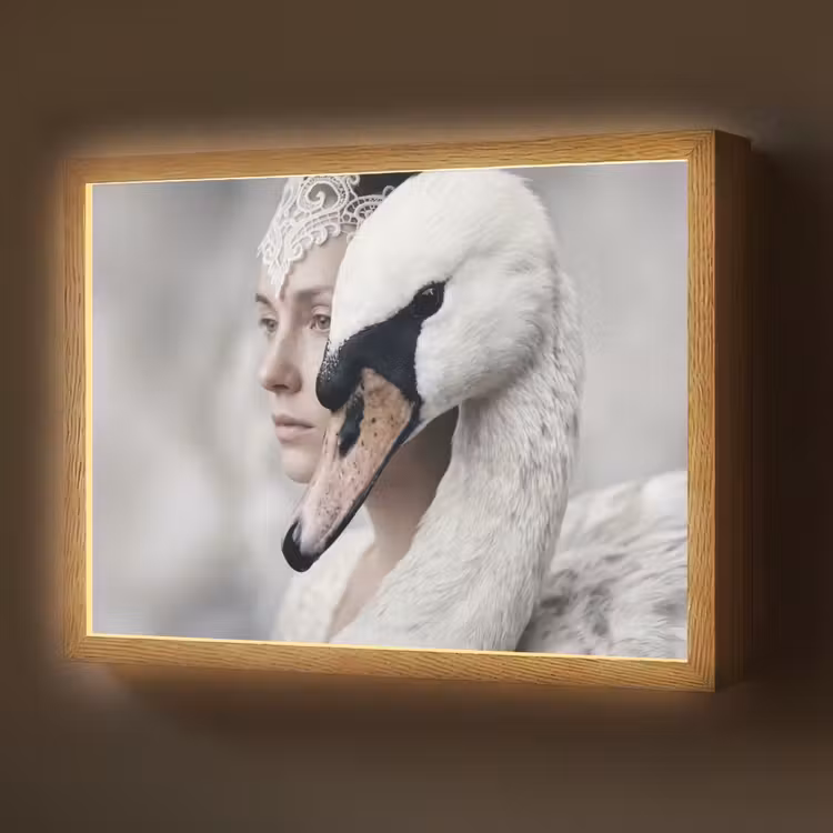 Lightbox - Wandlamp - Vrouw - Zwaan - Wit — 1