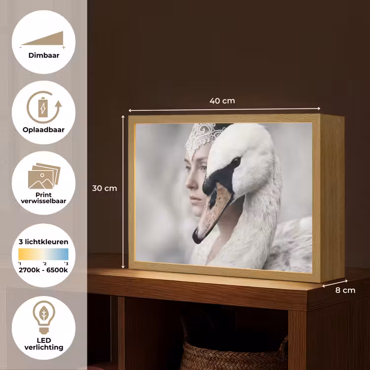 Lightbox - Wandlamp - Vrouw - Zwaan - Wit — 10