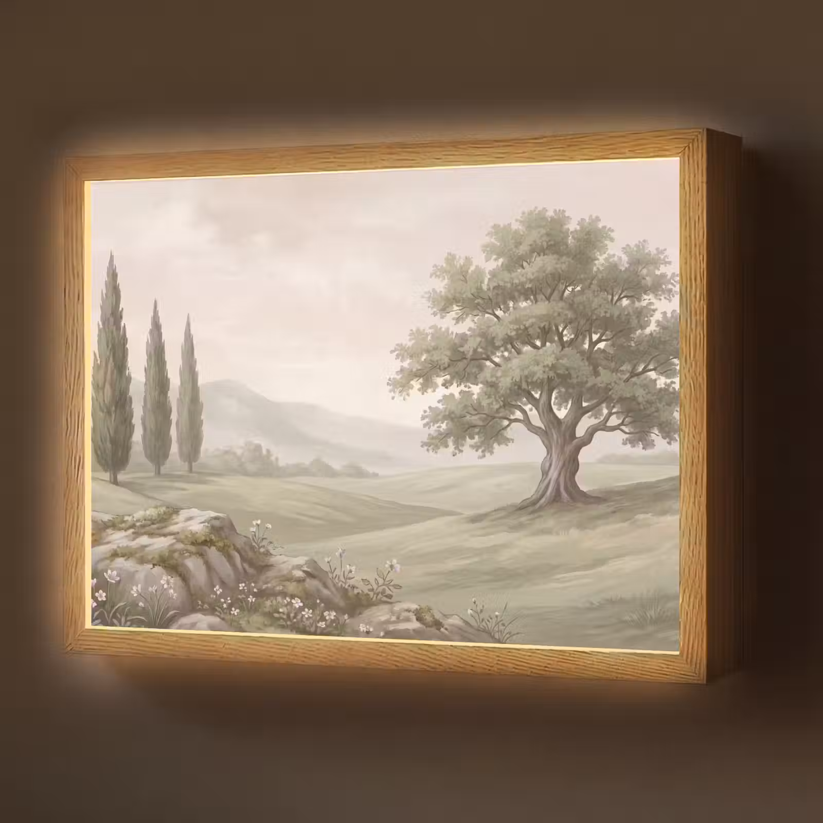 Lightbox - Wandlamp - Heuvellandschap - Bomen - Natuur - Groen — 1