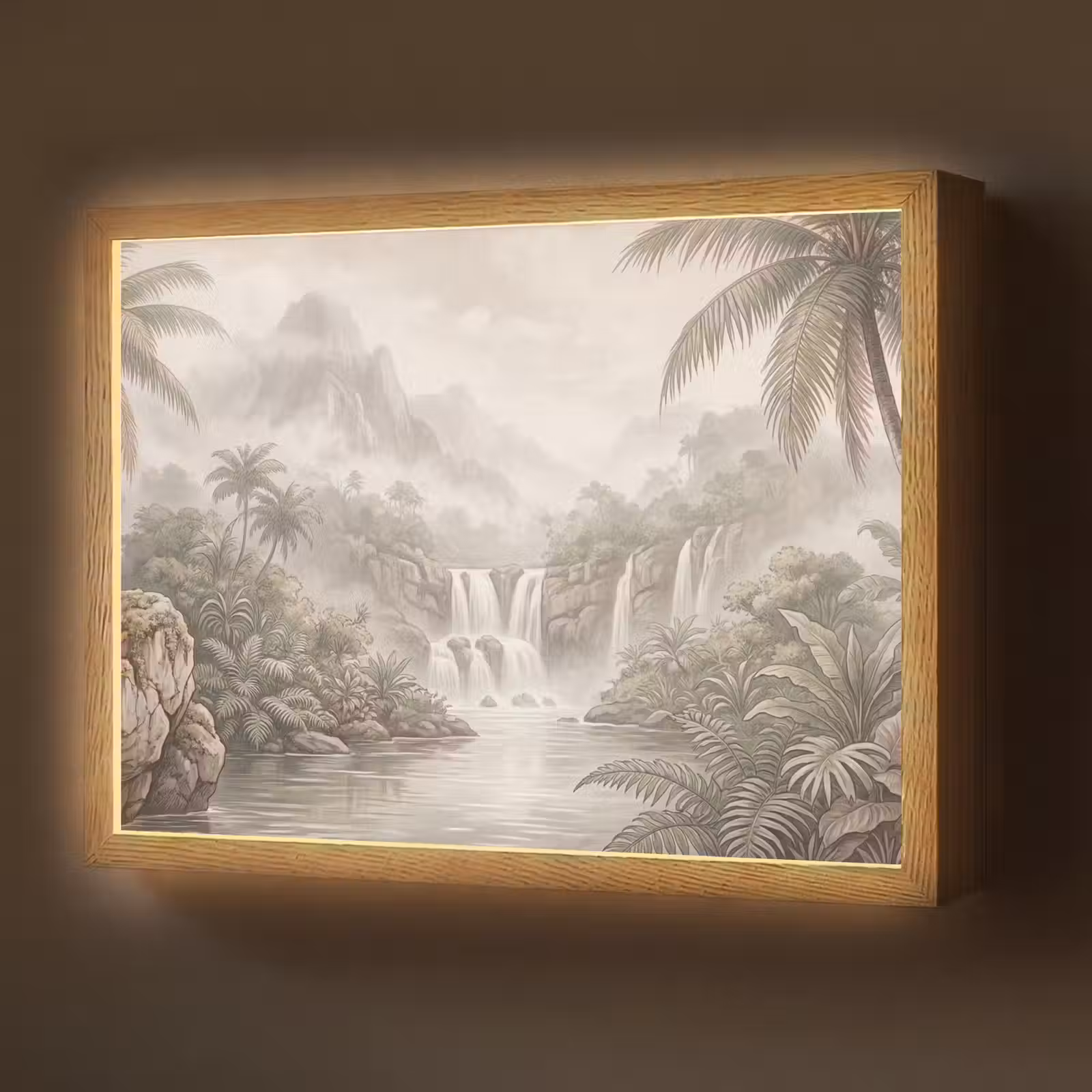 Lightbox - Wandlamp - Jungle - Watervallen - Tropisch - Illustratie — 1