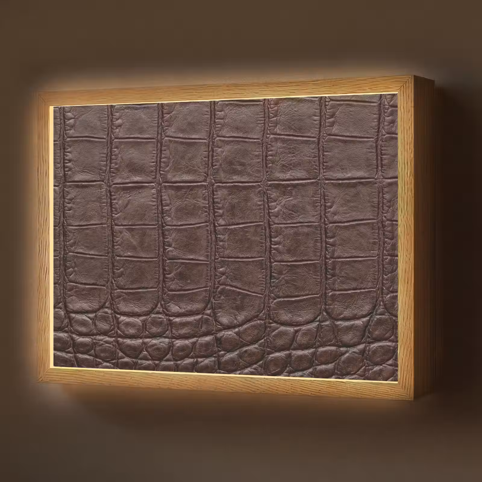 Lightbox - Wandlamp - Krokodil - Leer - Bruin — 1