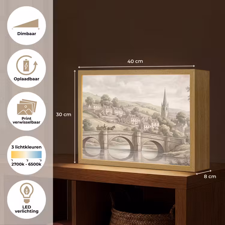 Lightbox - Wandlamp - Dorp - Brug - Uitzicht - Groen — 10
