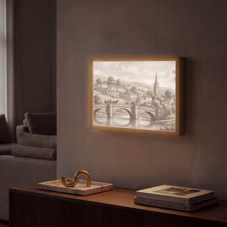 Lightbox - Wandlamp - Dorp - Brug - Uitzicht - Groen — 2