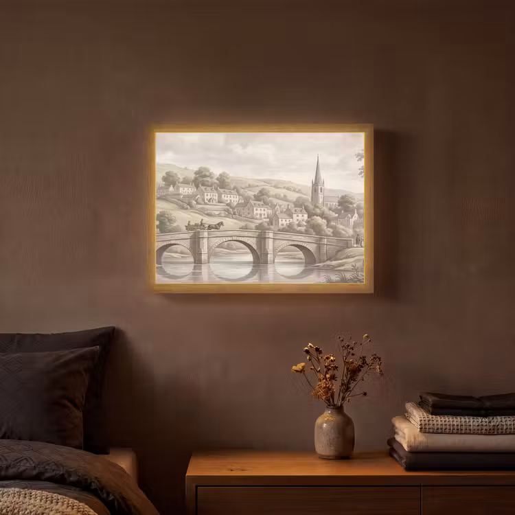 Lightbox - Wandlamp - Dorp - Brug - Uitzicht - Groen — 3