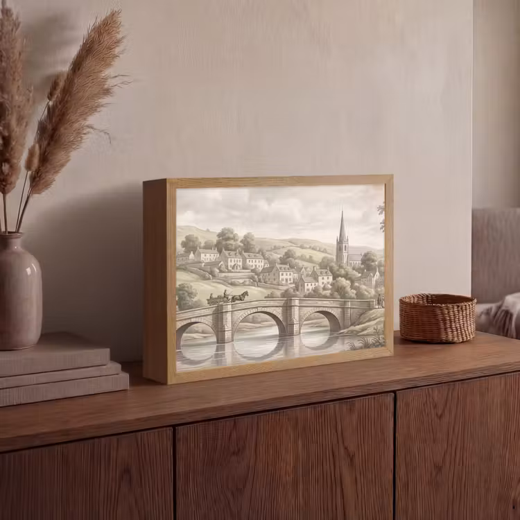 Lightbox - Wandlamp - Dorp - Brug - Uitzicht - Groen — 4