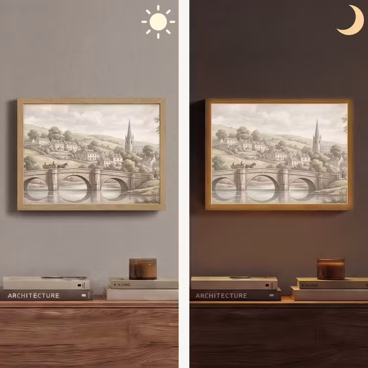 Lightbox - Wandlamp - Dorp - Brug - Uitzicht - Groen — 6