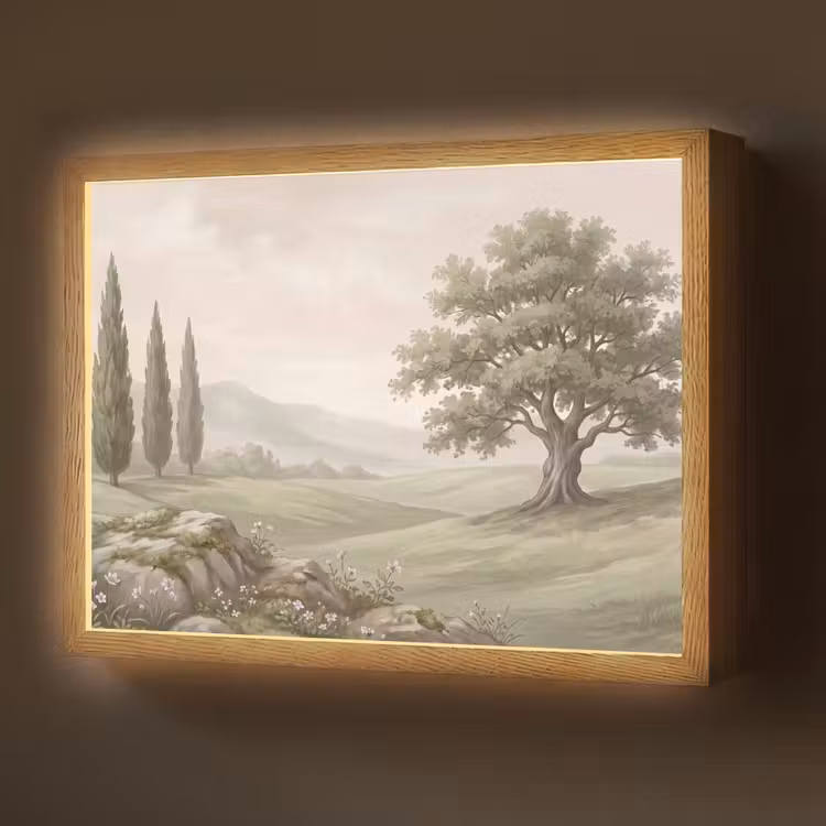 Lightbox - Wandlamp - Heuvellandschap - Bomen - Natuur - Groen — 1