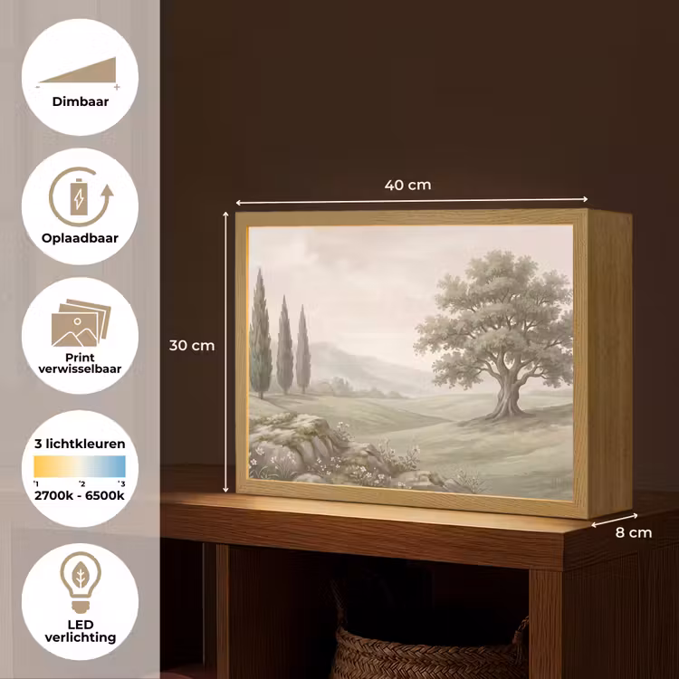 Lightbox - Wandlamp - Heuvellandschap - Bomen - Natuur - Groen — 10