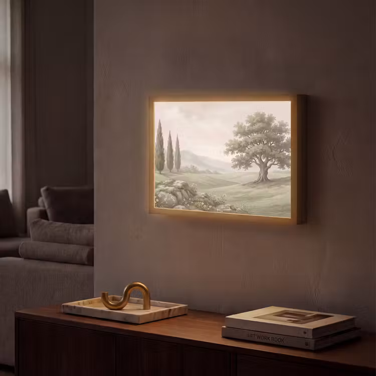 Lightbox - Wandlamp - Heuvellandschap - Bomen - Natuur - Groen — 2