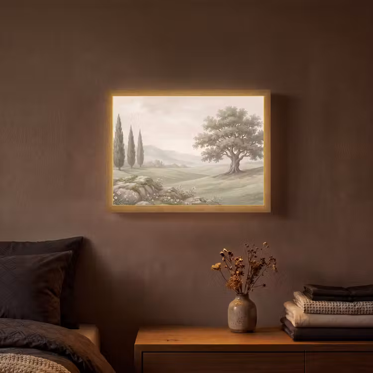 Lightbox - Wandlamp - Heuvellandschap - Bomen - Natuur - Groen — 3