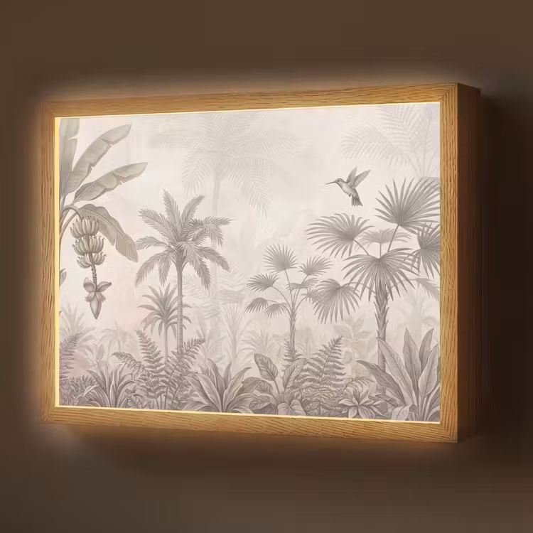 Lightbox - Wandlamp - Jungle - Banenboom - Kolibrie - Beige — 1