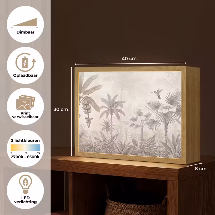 Lightbox - Wandlamp - Jungle - Banenboom - Kolibrie - Beige — 10