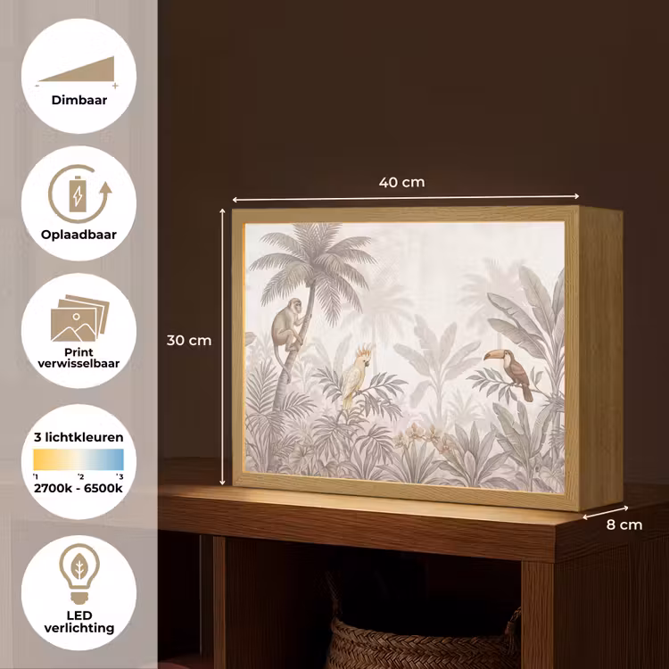 Lightbox - Wandlamp - Jungle - Dieren - Palmbomen — 10