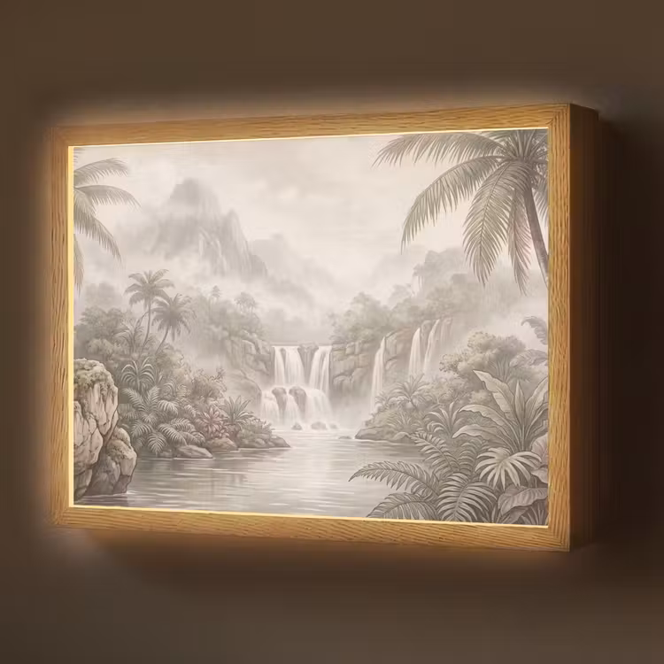 Lightbox - Wandlamp - Jungle - Watervallen - Tropisch - Illustratie — 1