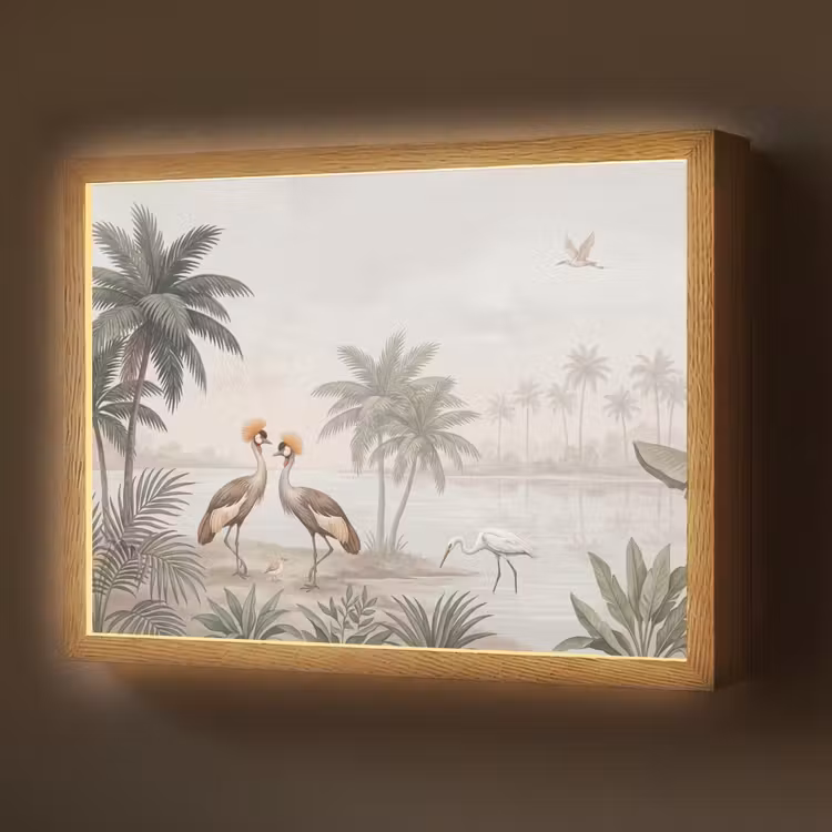 Lightbox - Wandlamp - Kraanvogels - Palmbomen - Tropisch — 1