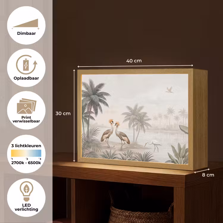 Lightbox - Wandlamp - Kraanvogels - Palmbomen - Tropisch — 10