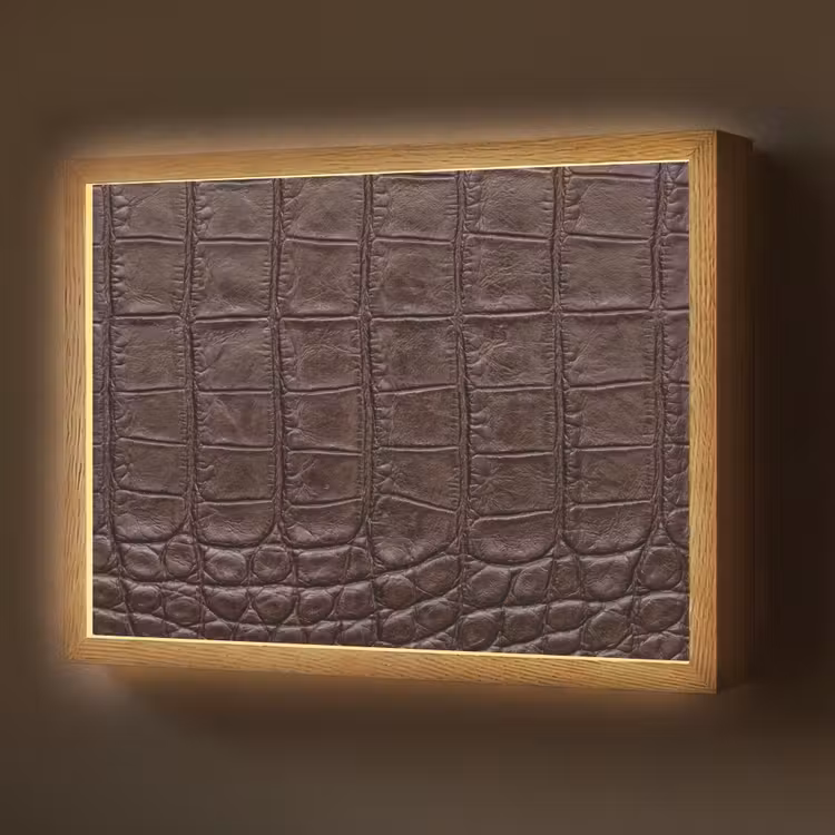 Lightbox - Wandlamp - Krokodil - Leer - Bruin — 1