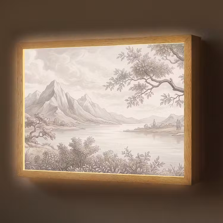 Lightbox - Wandlamp - Landschap - Bergen - Meer - Natuur — 1