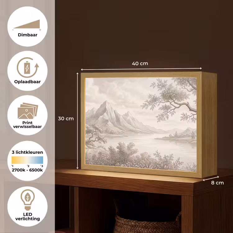 Lightbox - Wandlamp - Landschap - Bergen - Meer - Natuur — 10