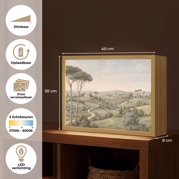 Lightbox - Wandlamp - Landschap - Heuvels - Zandpad - Groen — 10