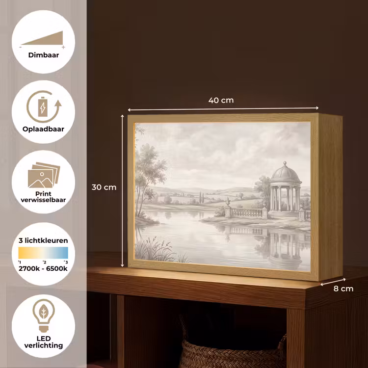 Lightbox - Wandlamp - Landschap - Water - Natuur - Sepia — 10
