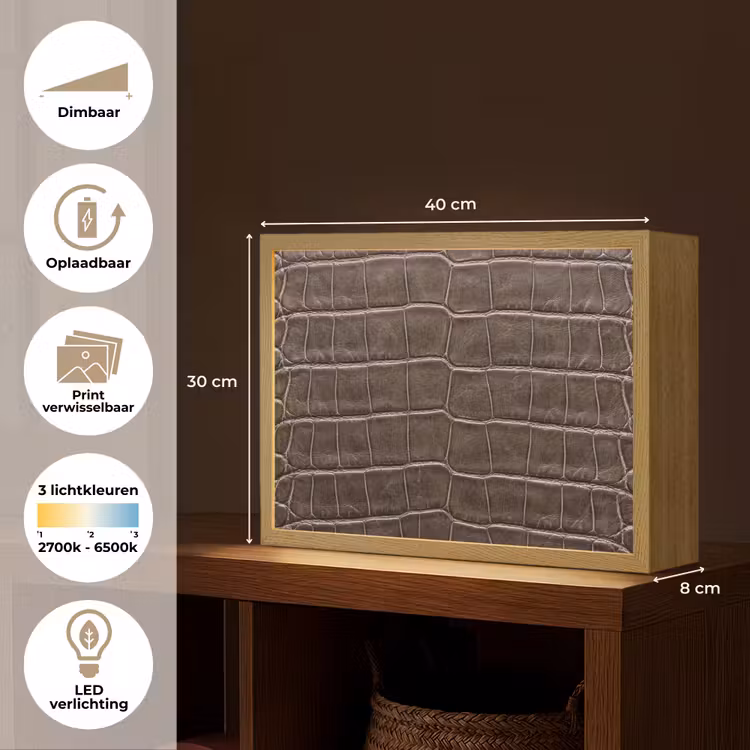 Lightbox - Wandlamp - Leer - Krokodil - Mat — 10